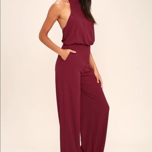 Lulus wine red halter jumpsuit